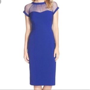 Brand New with Tags: Maggy London Illusion Sheer Yoke Crepe Cocktail Dress